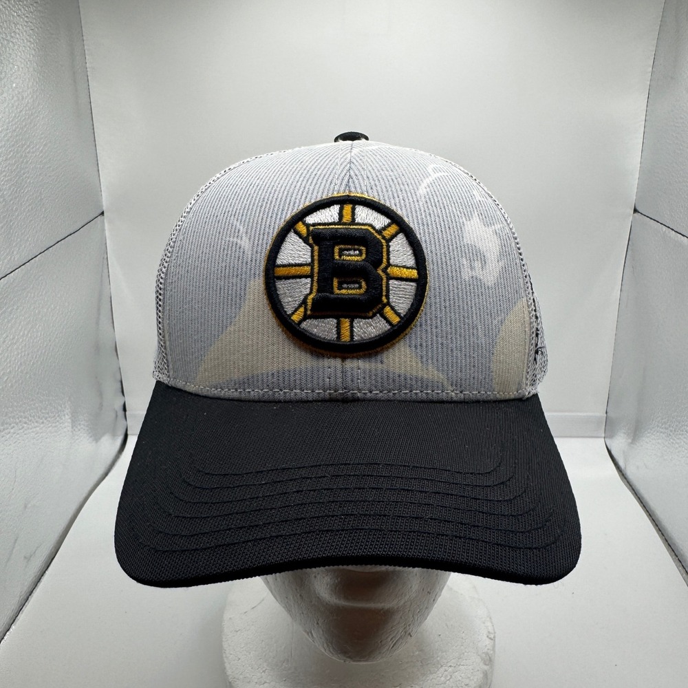 Boston Bruins Reebok Center Ice Hat Gray Camo Black Trucker Snapback NHL Youth